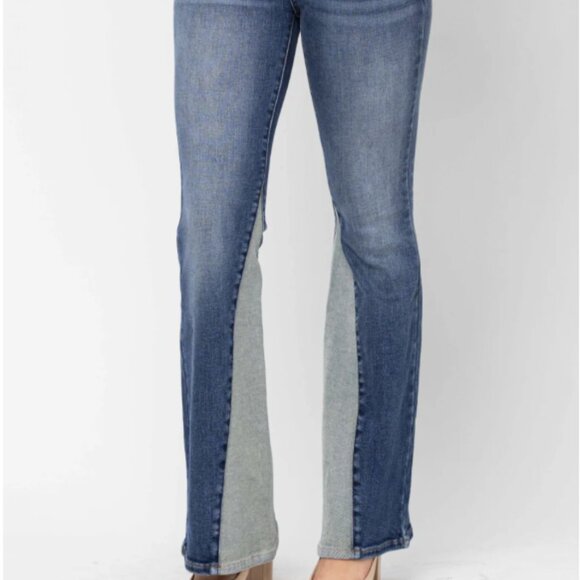 Judy Blue Inseam Panel Flare Jeans - Picture 1 of 6